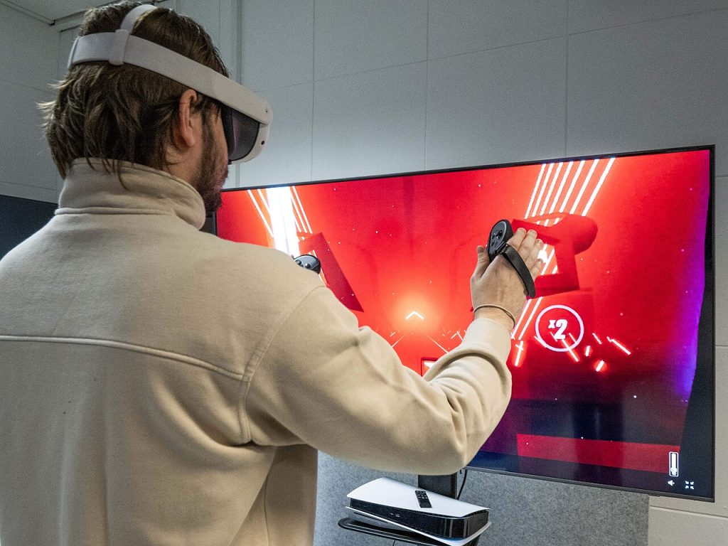 Virtuix and Meta Team Up to Bring VR Treadmills Home A person wearing a virtual reality headset